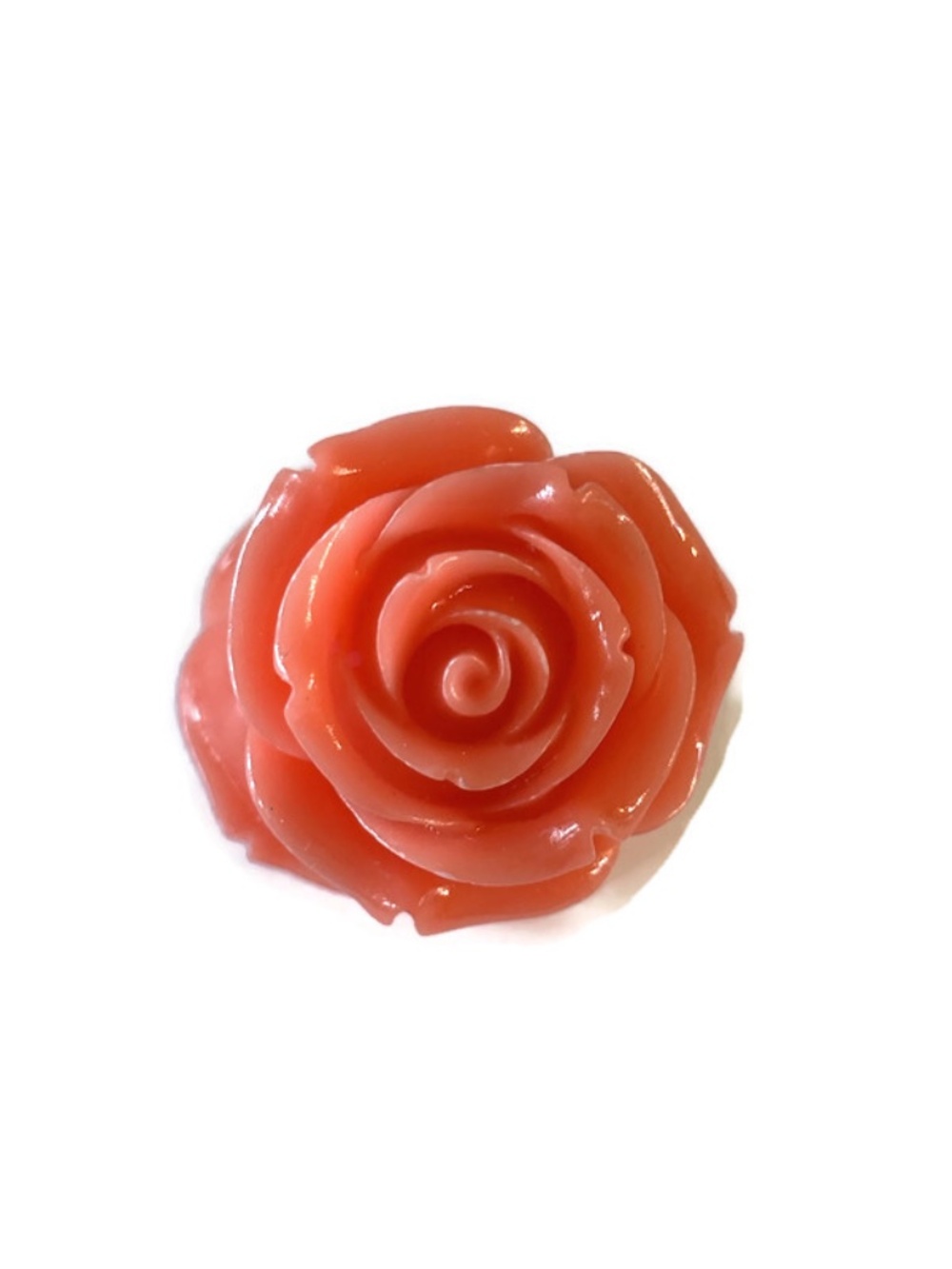 As Low As $2 Small Salmon Coraline Resin Grandiflora Rose Beads 27mm x 16mm (2)